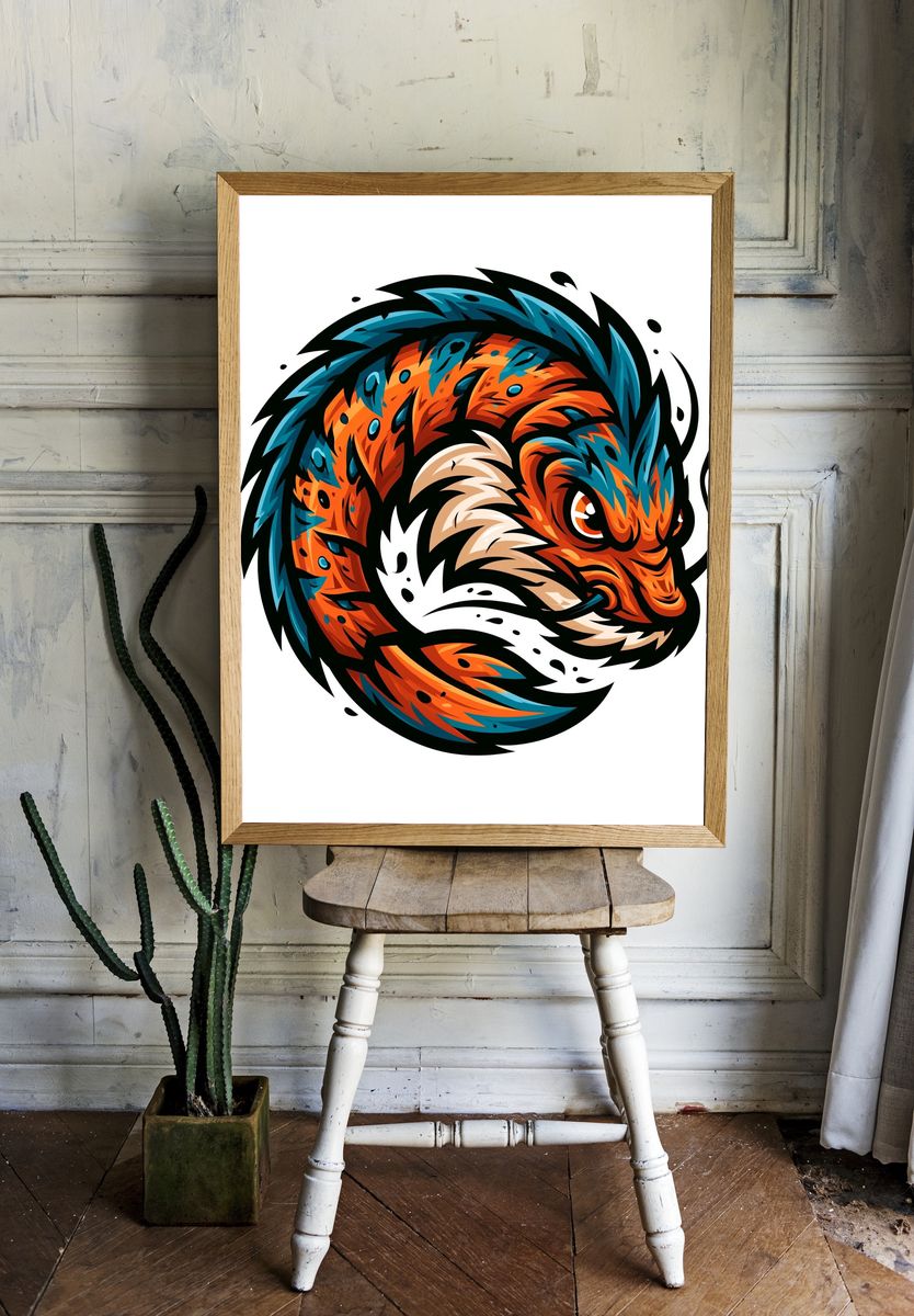 Tiger Head Digital Art Poster. — room view 1