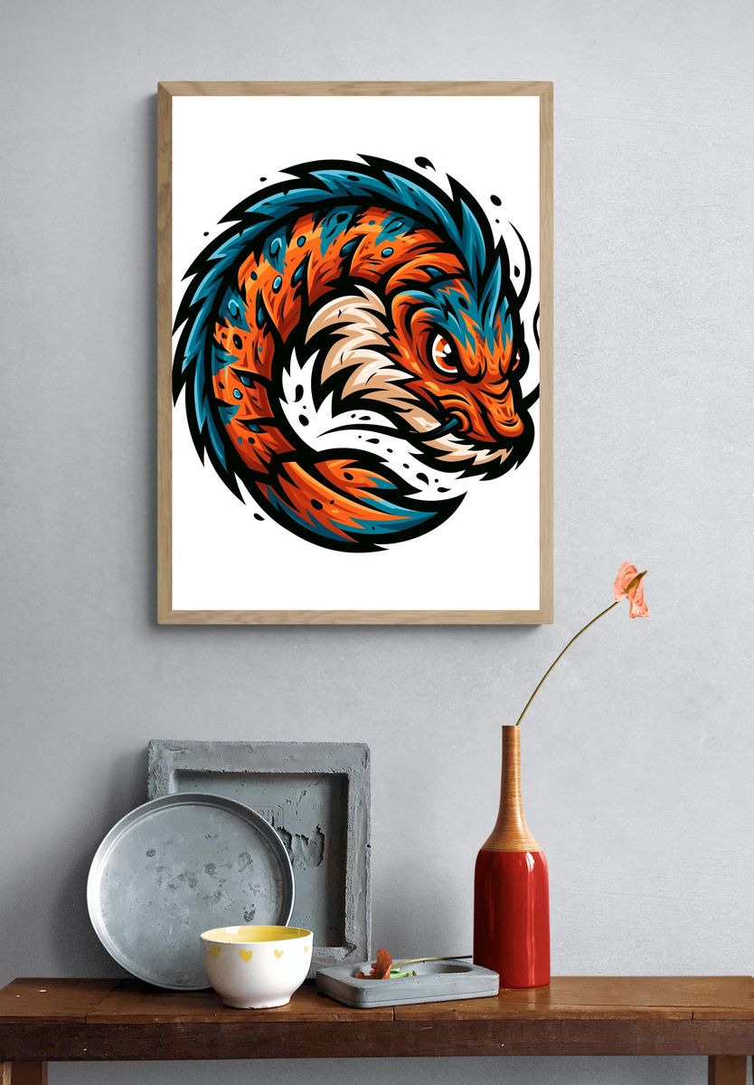 Tiger Head Digital Art Poster. — room view 3