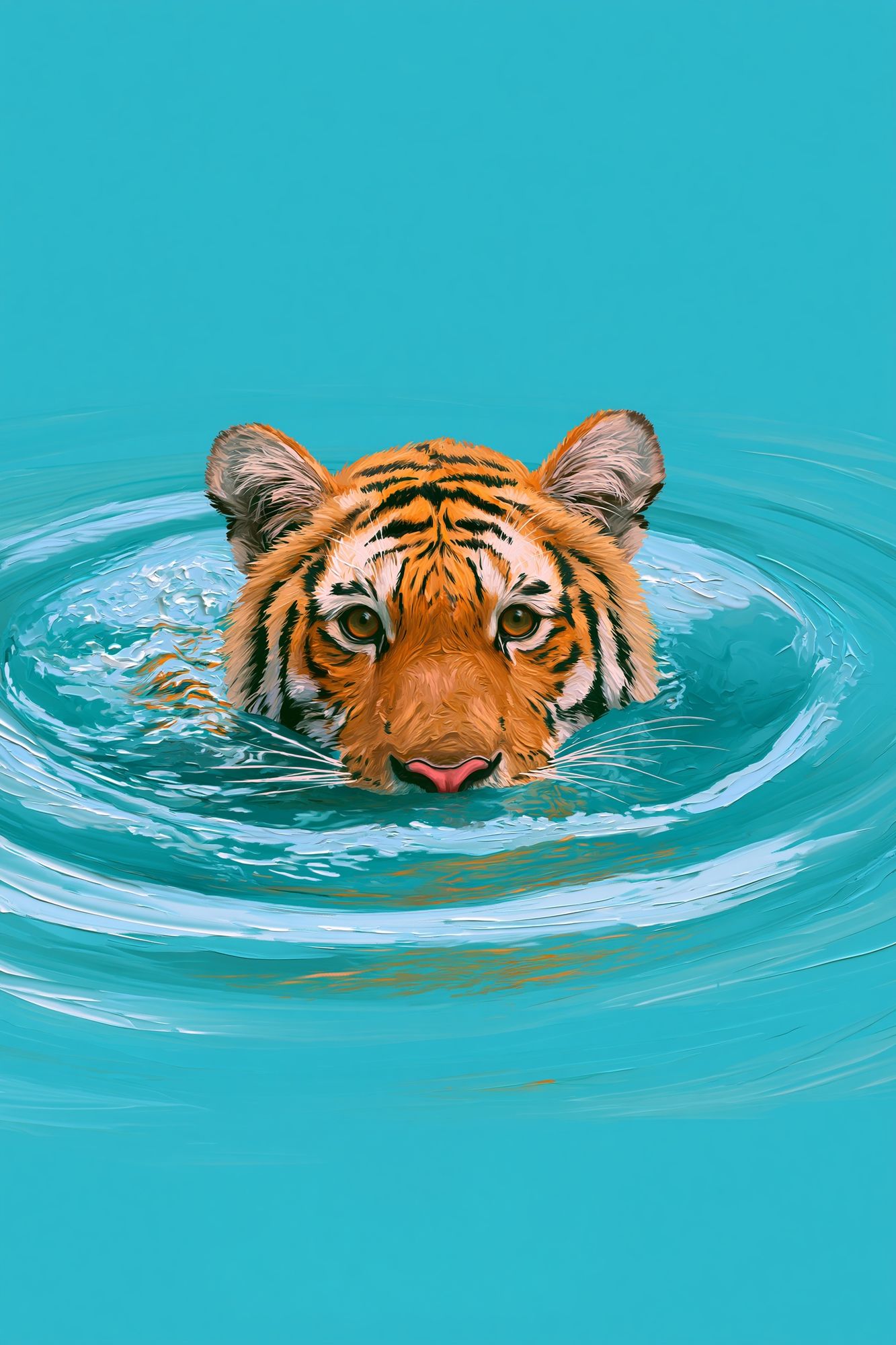 Tiger in Water Illustration Poster. poster detail