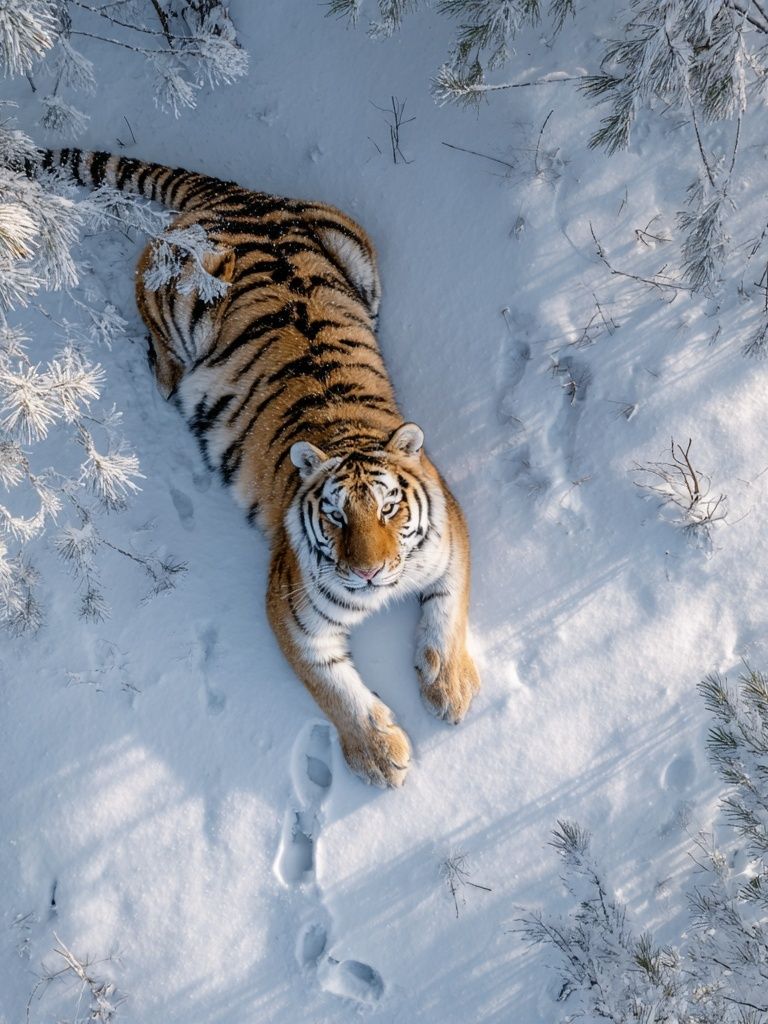 Tiger in Snow — Wildlife Photography Print. poster detail