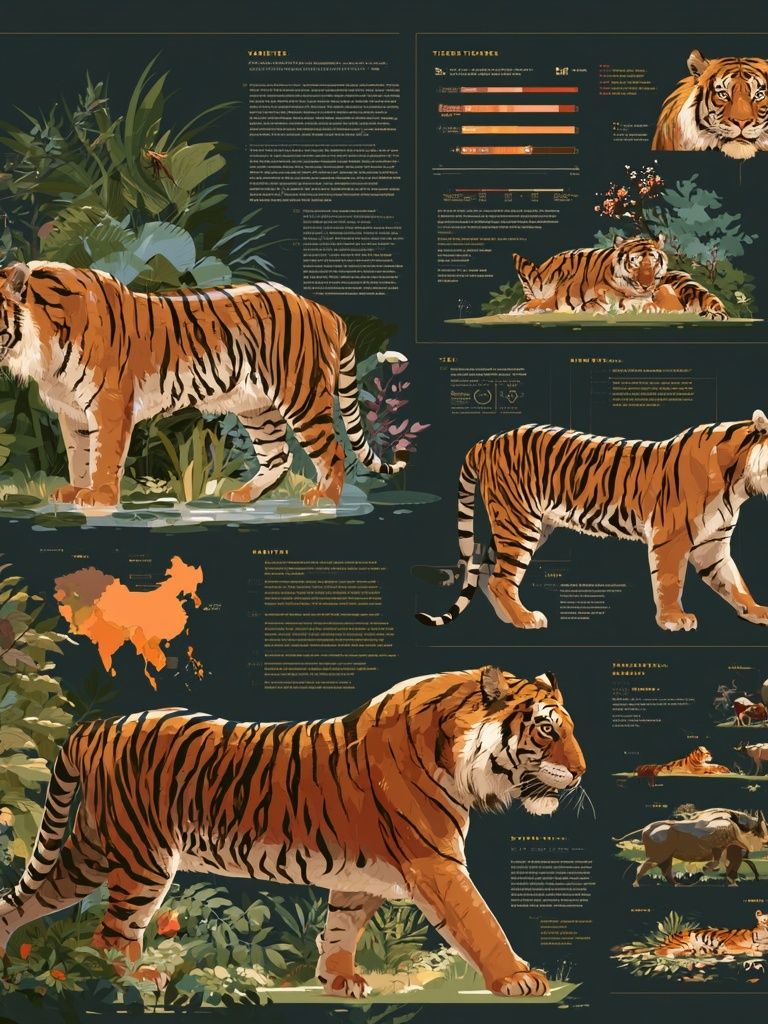 Tiger Study Illustration Poster. poster — illustration art