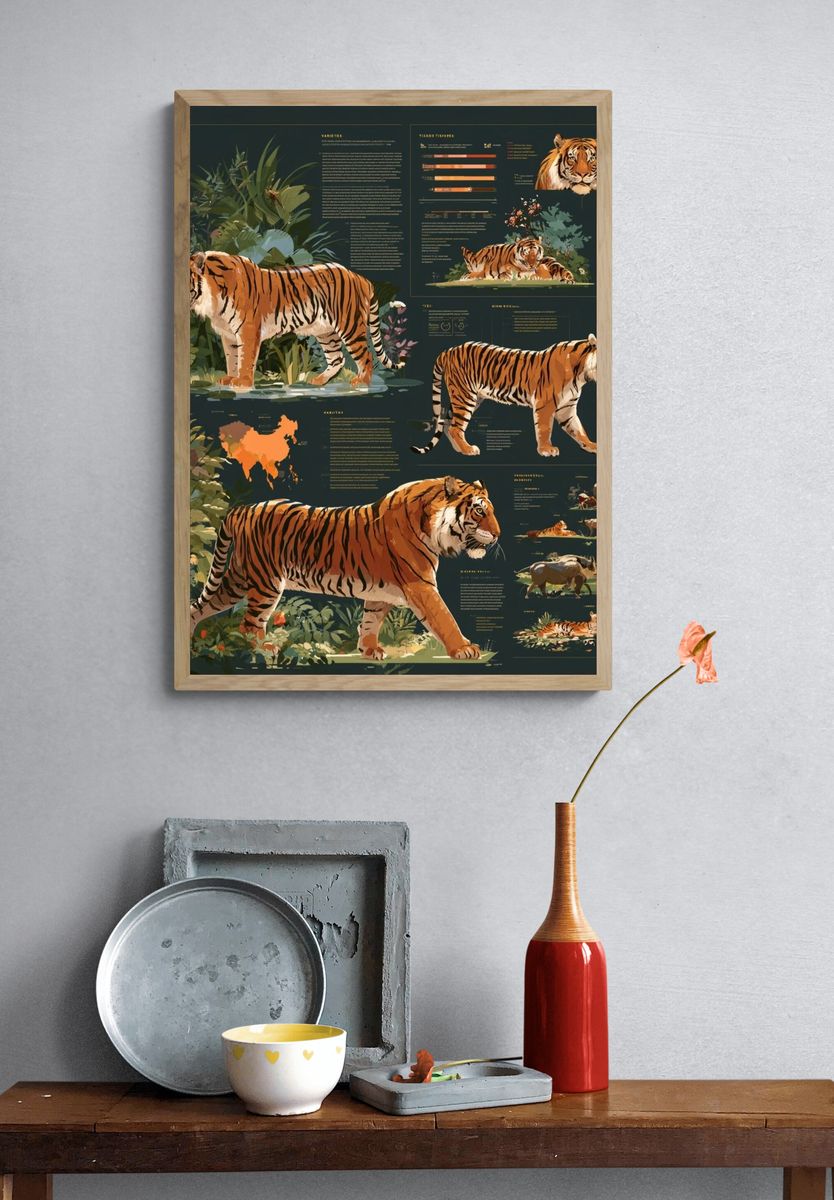 Tiger Study Illustration Poster. — room view 3