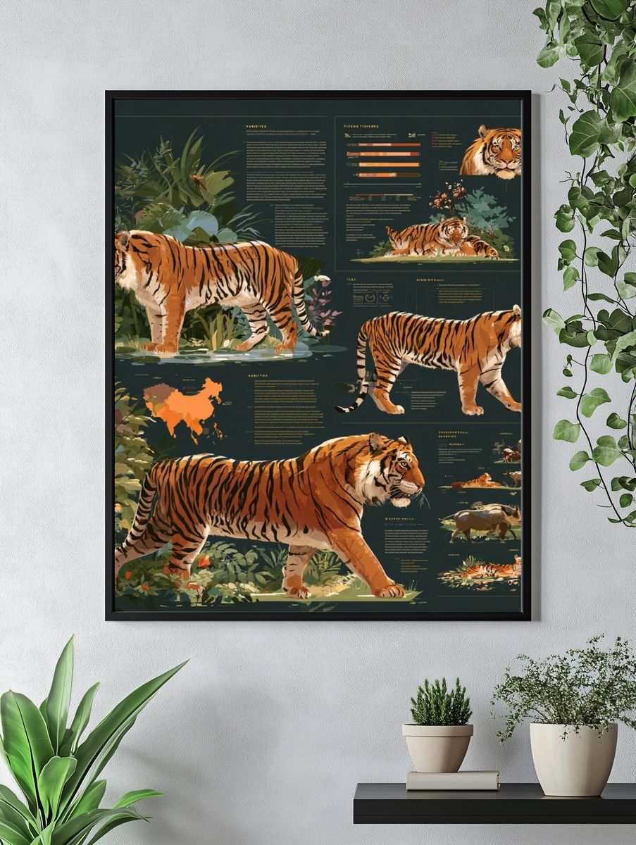 Tiger Study Illustration Poster. — room view 4