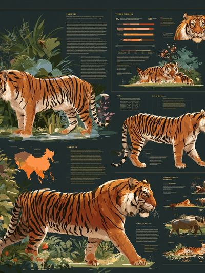 Tiger Study Illustration Poster. poster