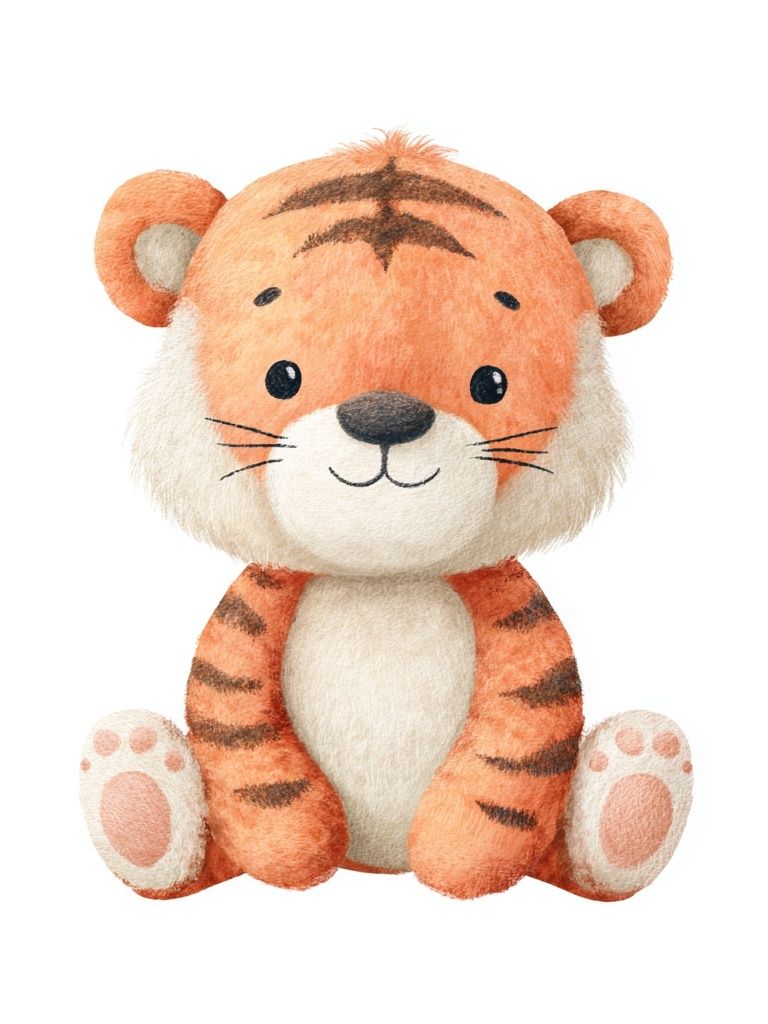 Cute Tiger Watercolor Print. poster — illustration art