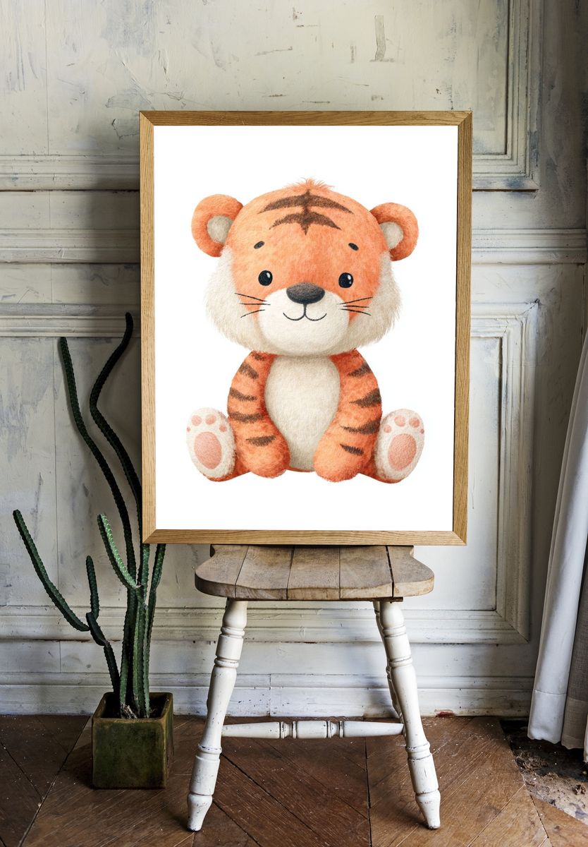 Cute Tiger Watercolor Print room preview