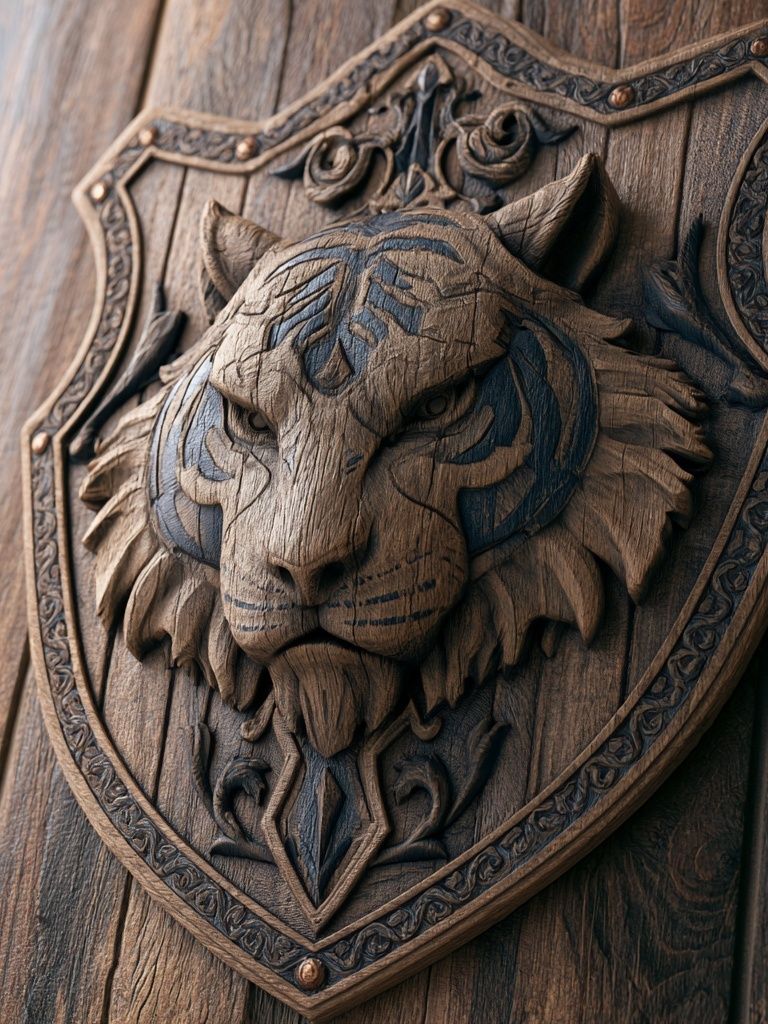 Carved Tiger Crest Illustration Poster. poster — illustration art