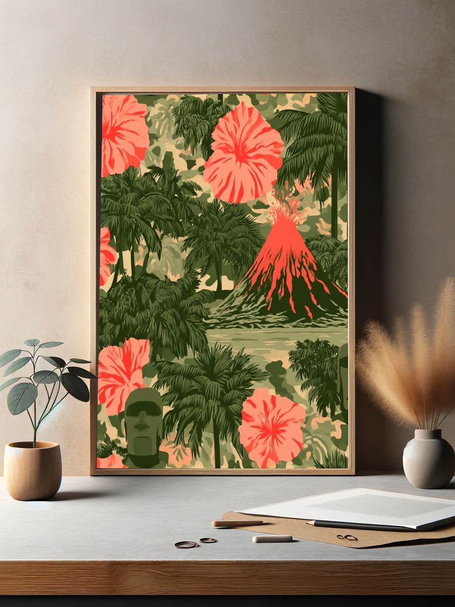 Tropical Volcano Jungle Print. — room view 2