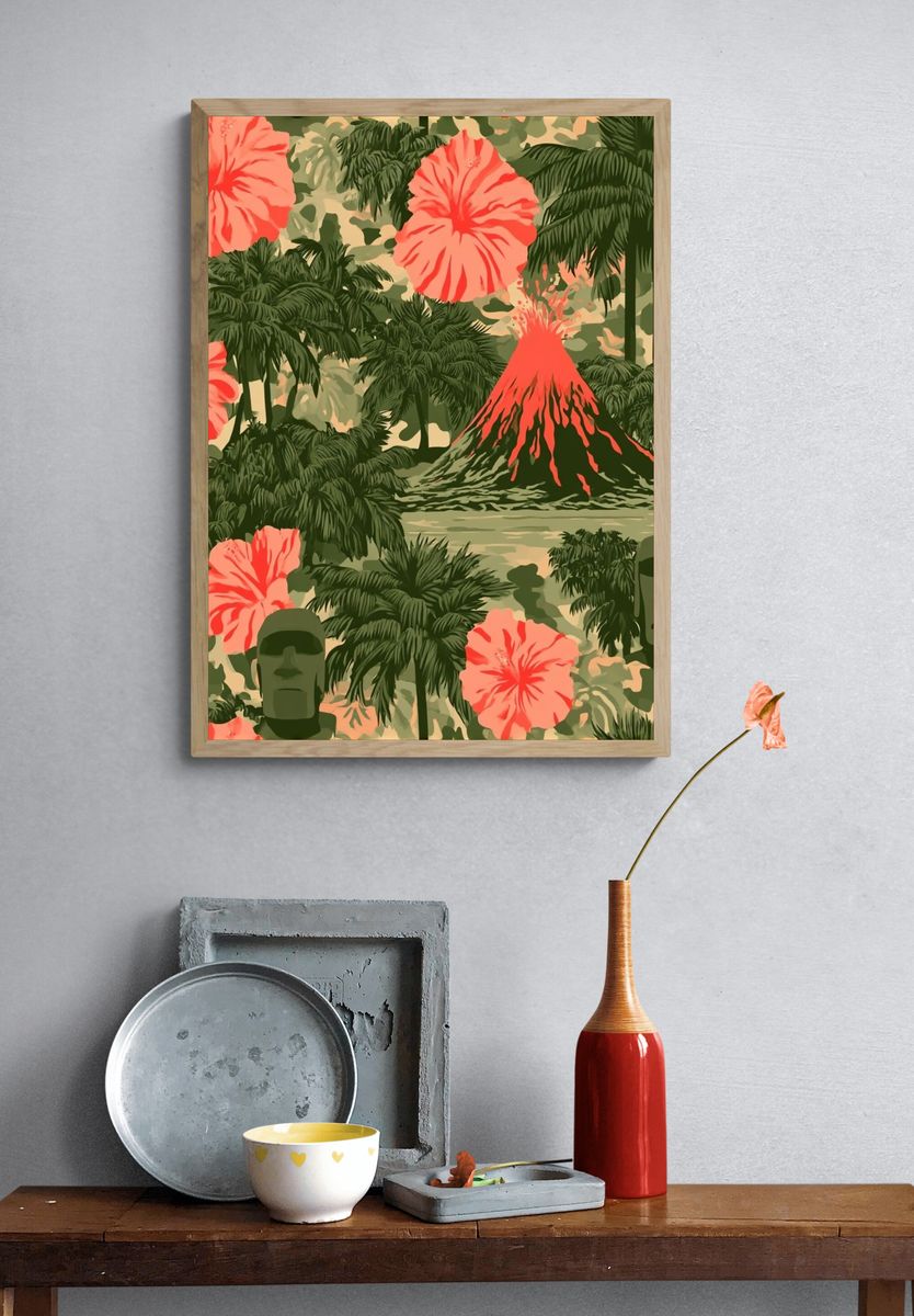 Tropical Volcano Jungle Print. — room view 3