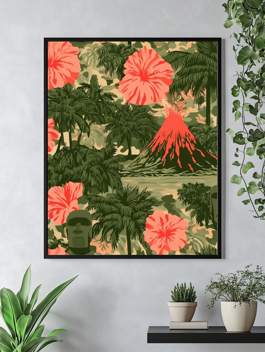 Tropical Volcano Jungle Print. — room view 4