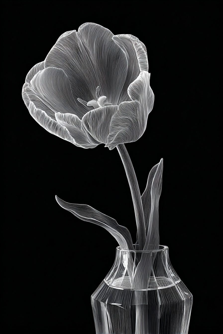 Elegant Tulip Line Art Poster. poster — illustration art