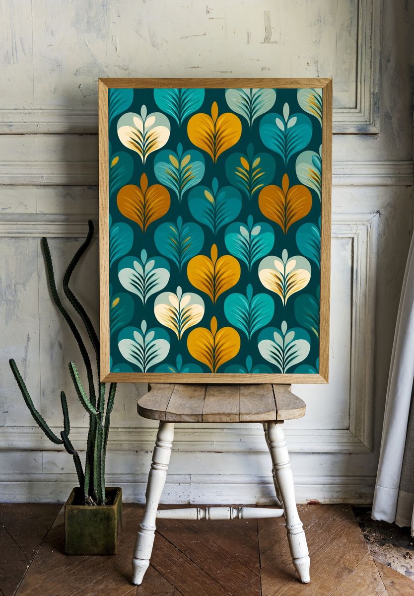 Tropical Leaves Pattern — Illustration Print room preview