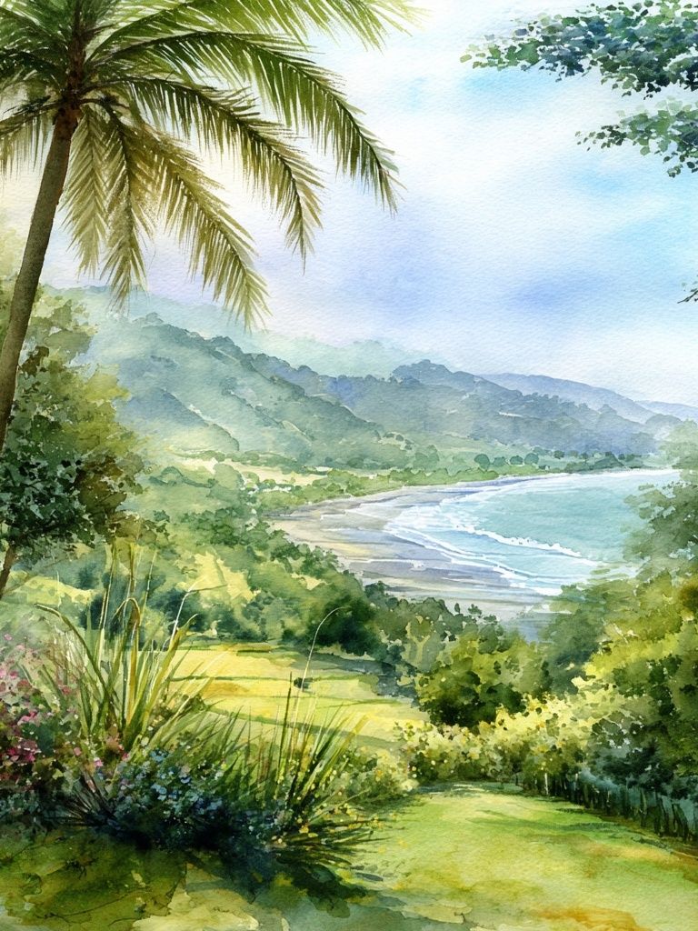 Tropical Paradise — Watercolor Print. poster — nature art