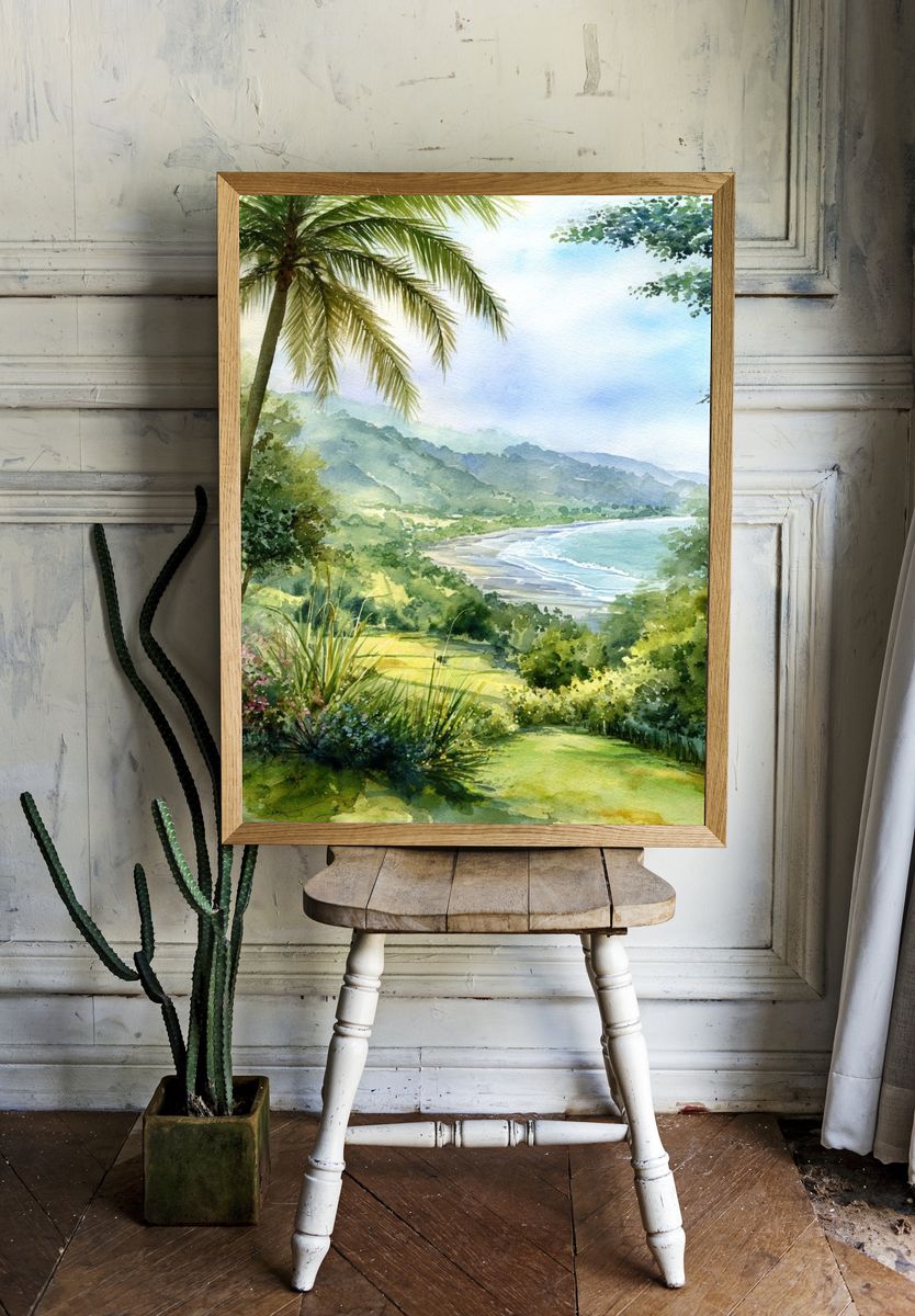 Tropical Paradise — Watercolor Print. room preview