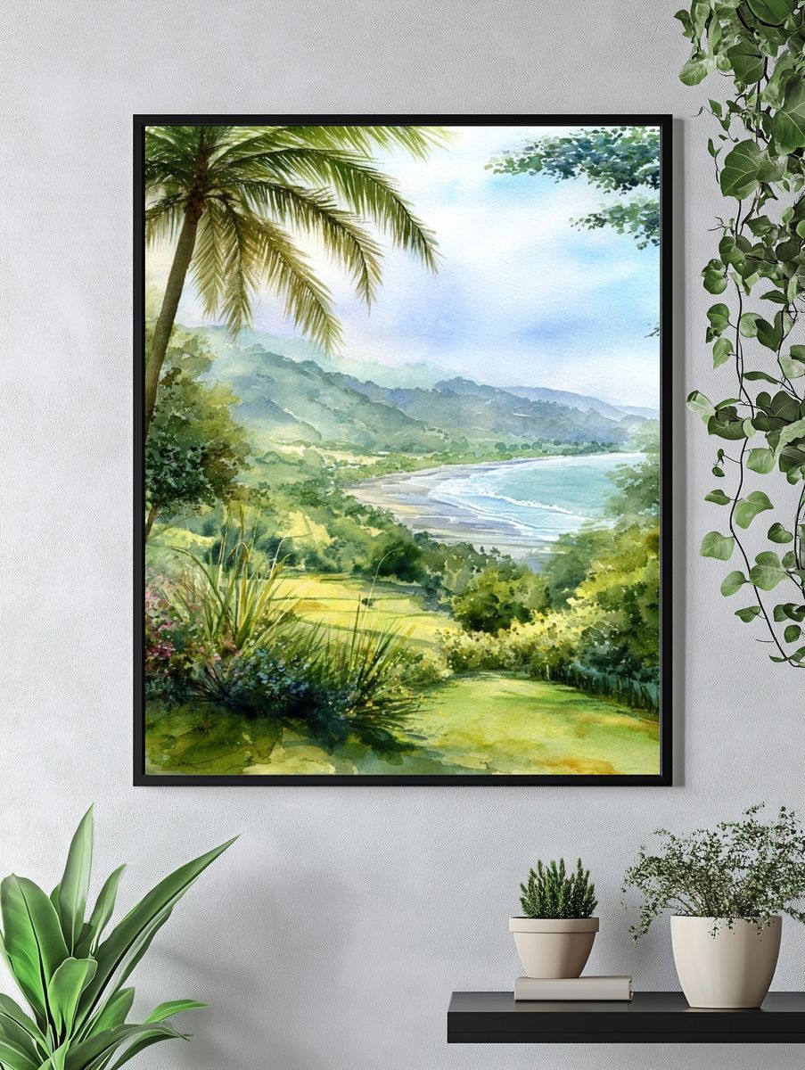 Tropical Paradise — Watercolor Print. — room view 4
