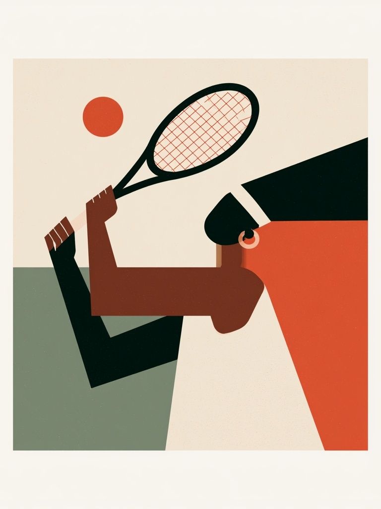 Tennis Match Mid-Century Modern Poster. poster detail