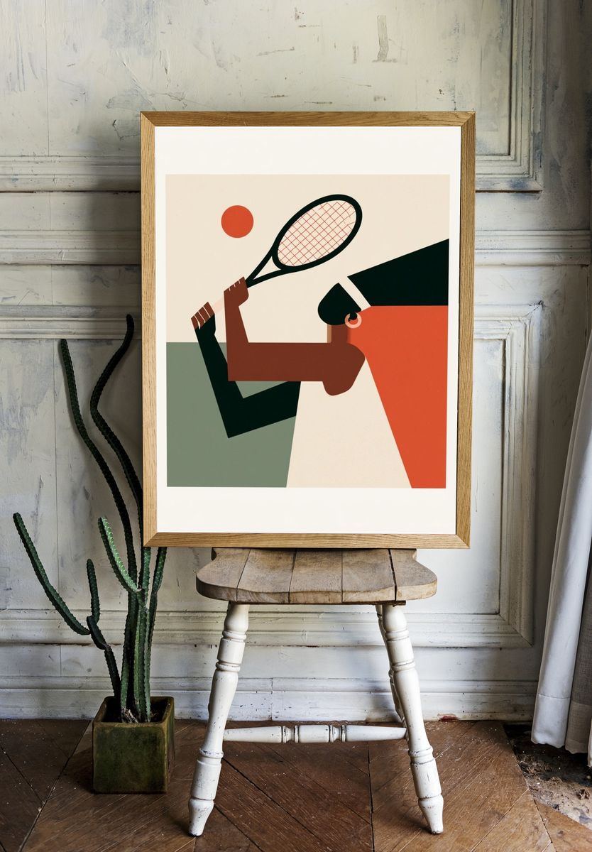 Tennis Match Mid-Century Modern Poster. — room view 1