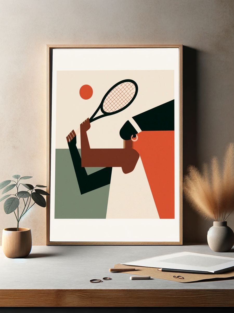 Tennis Match Mid-Century Modern Poster. — room view 2