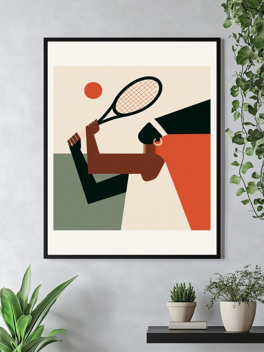 Tennis Match Mid-Century Modern Poster. — room view 4