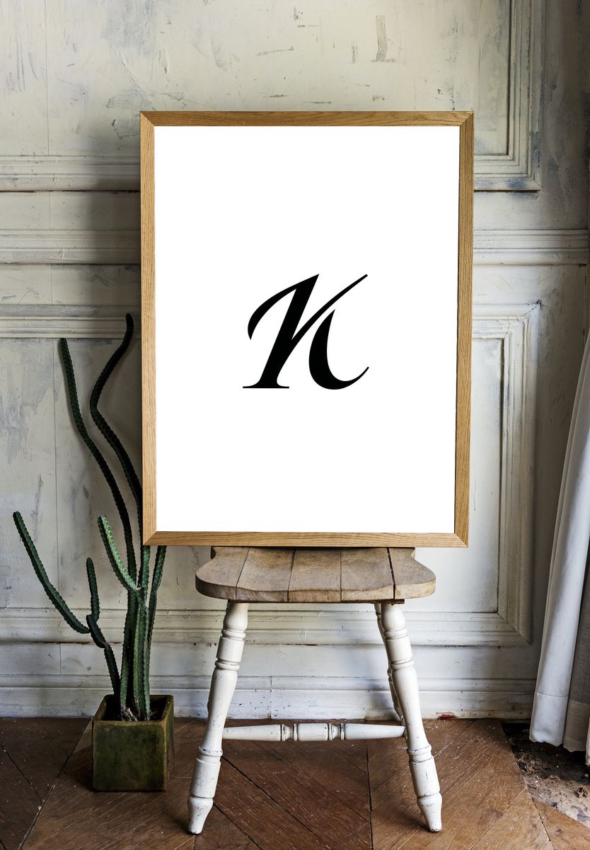 Minimal Monogram Letter Poster. — room view 1