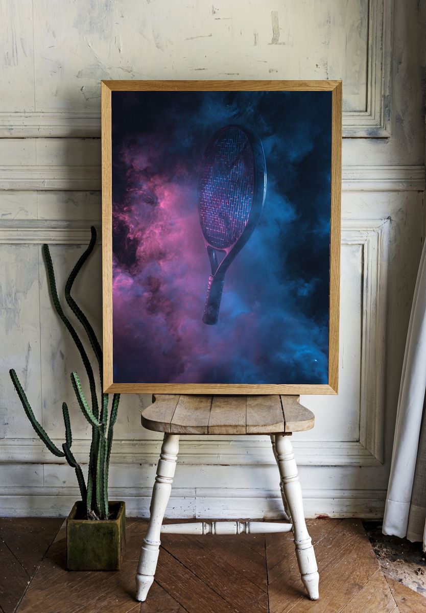 Tennis Racket — Modern Art Print room preview