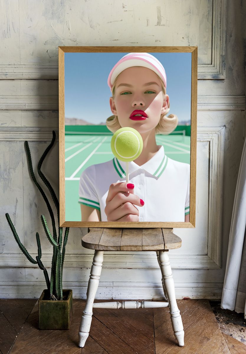 Tennis Pop Portrait Print. room preview