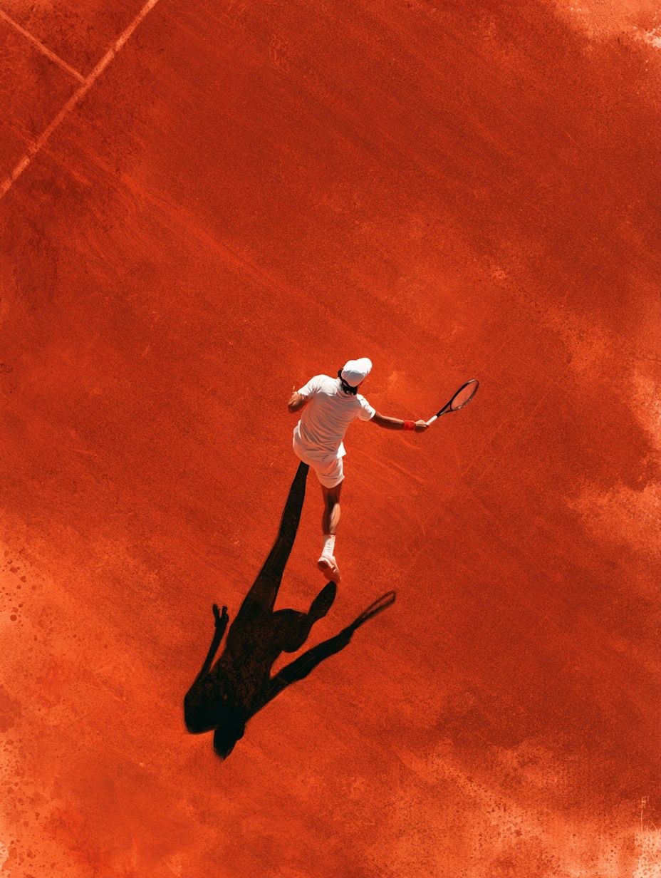 Tennis Player on Clay Court Poster. poster detail