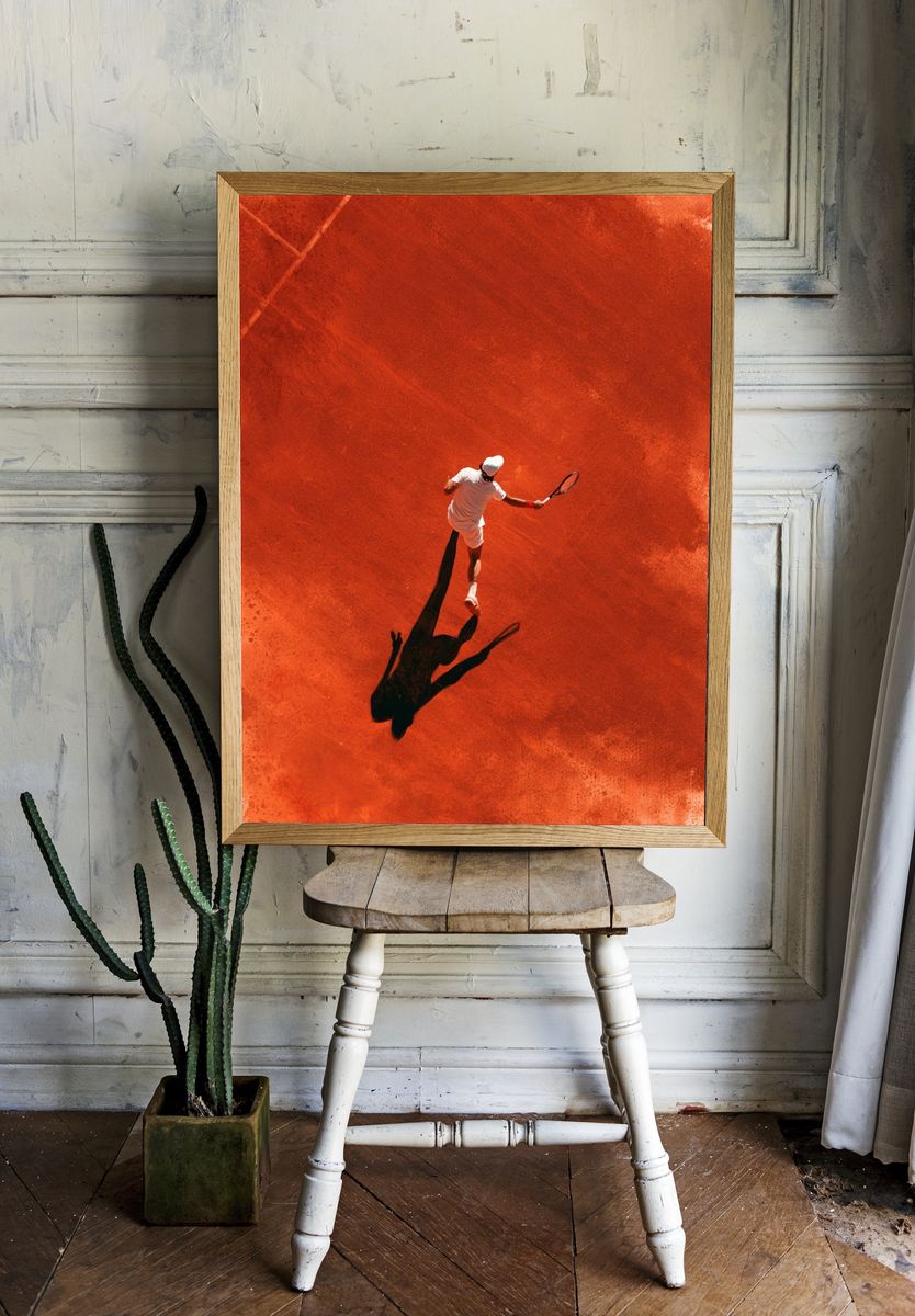 Tennis Player on Clay Court Poster. — room view 1