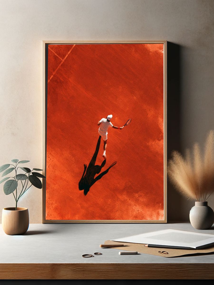 Tennis Player on Clay Court Poster. — room view 2