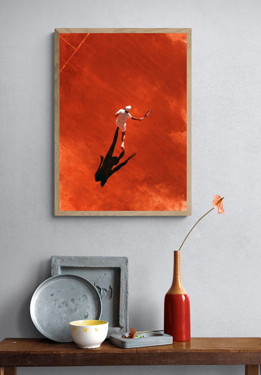 Tennis Player on Clay Court Poster. — room view 3