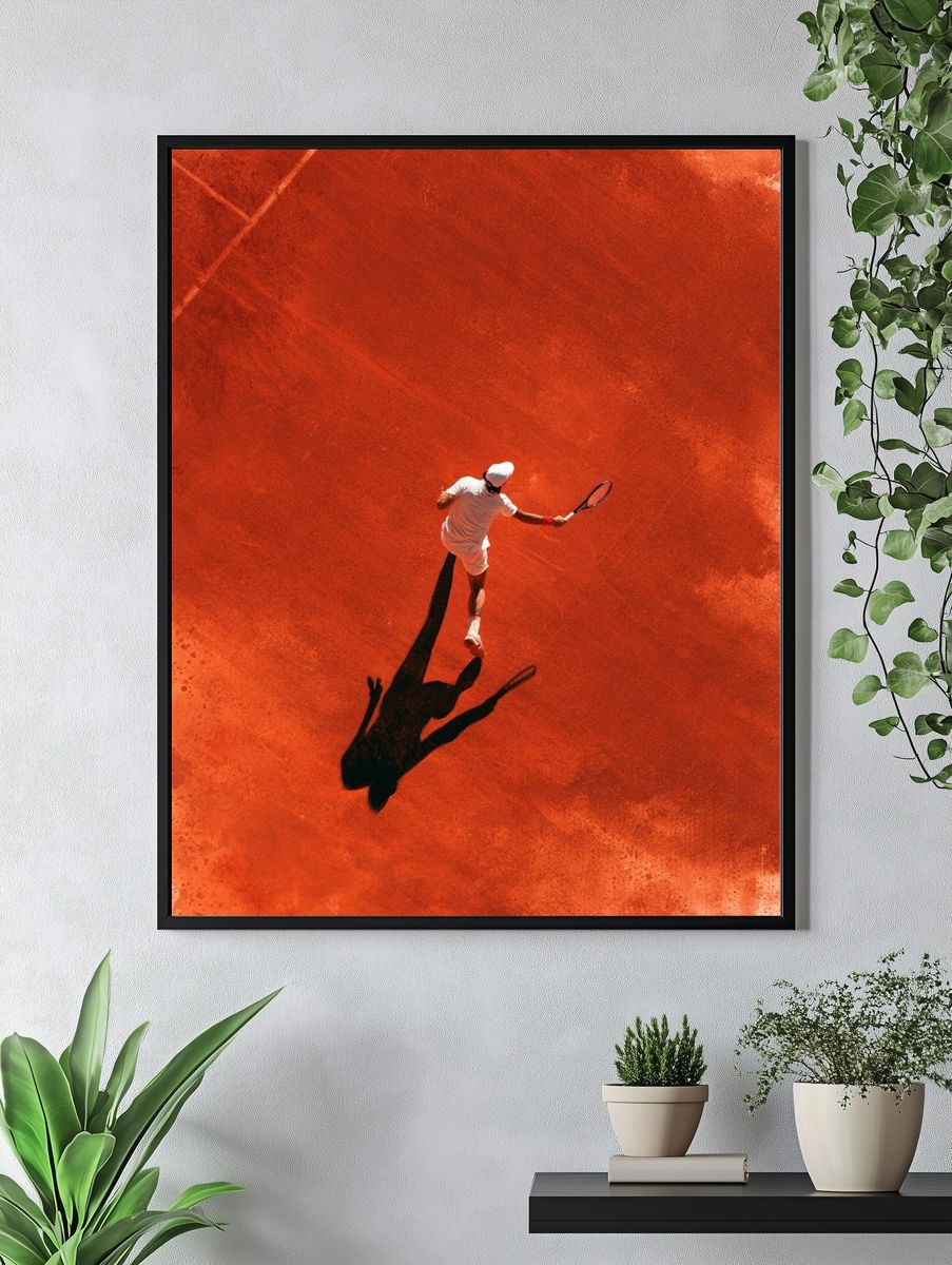 Tennis Player on Clay Court Poster. — room view 4