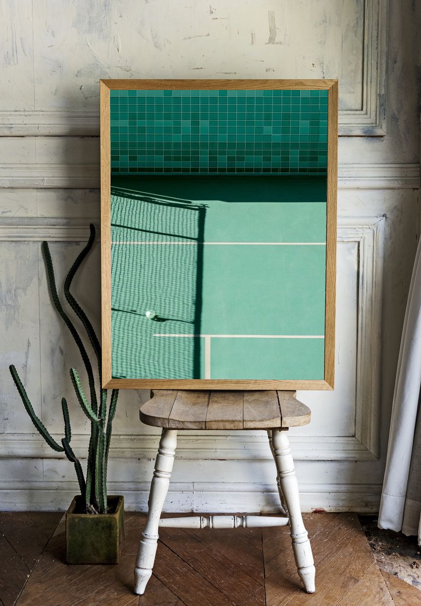Tennis Court Shadow Photography Poster. — room view 1