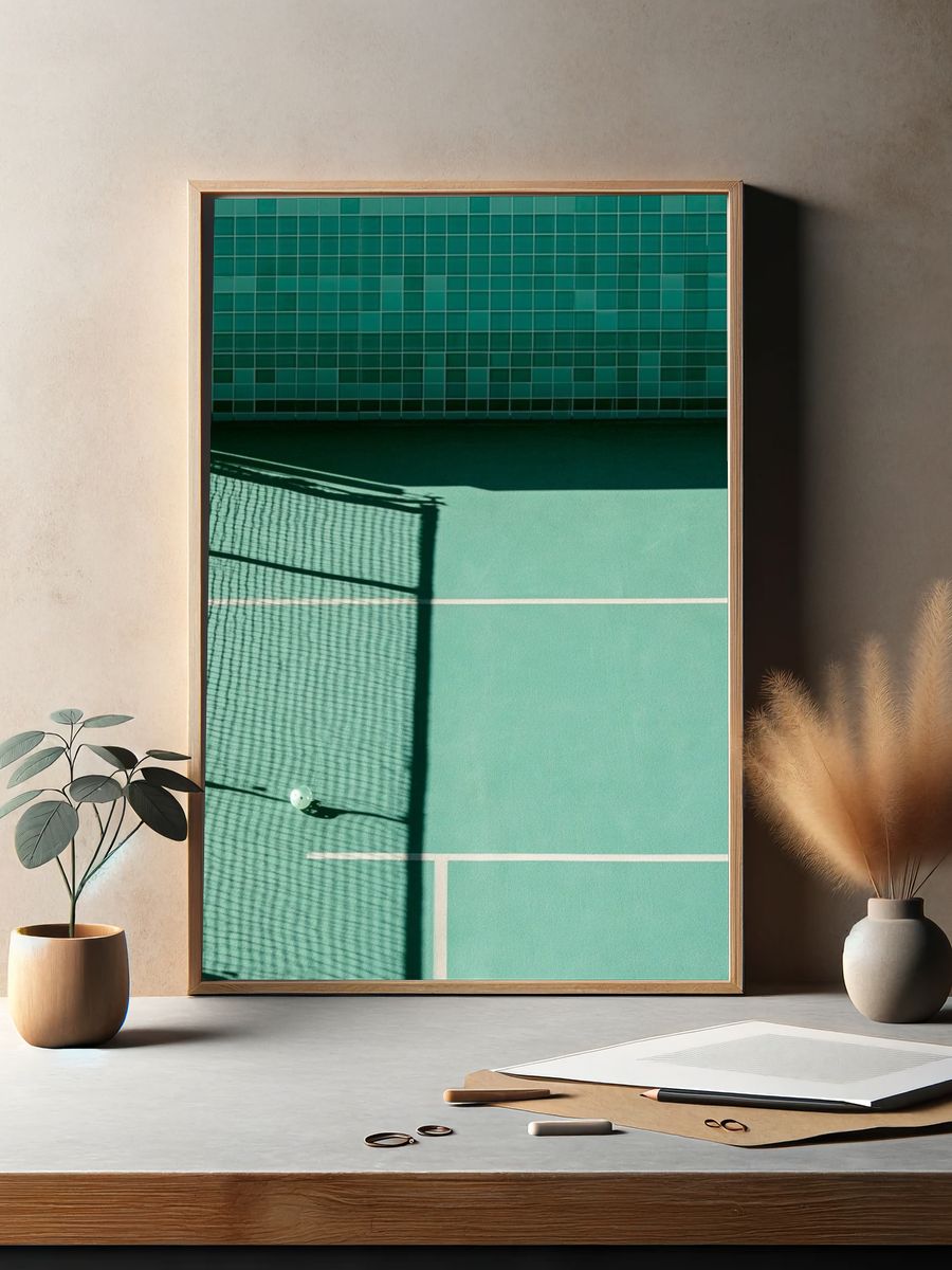 Tennis Court Shadow Photography Poster. — room view 2