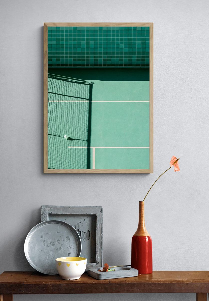 Tennis Court Shadow Photography Poster. — room view 3