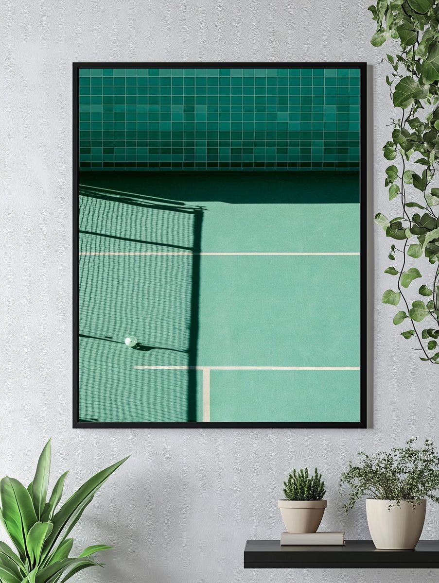 Tennis Court Shadow Photography Poster. — room view 4