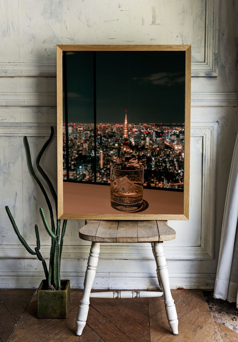 Tokyo Night Skyline Photography Poster. — room view 1