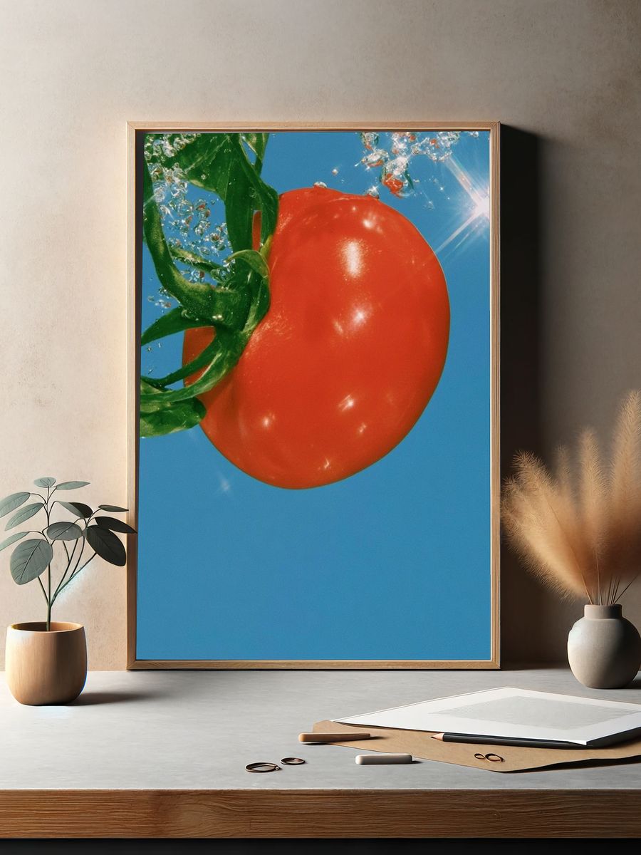 Floating Tomato Photography Poster. — room view 2