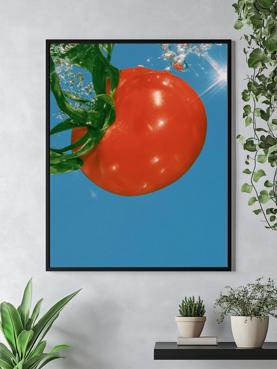 Floating Tomato Photography Poster. — room view 4