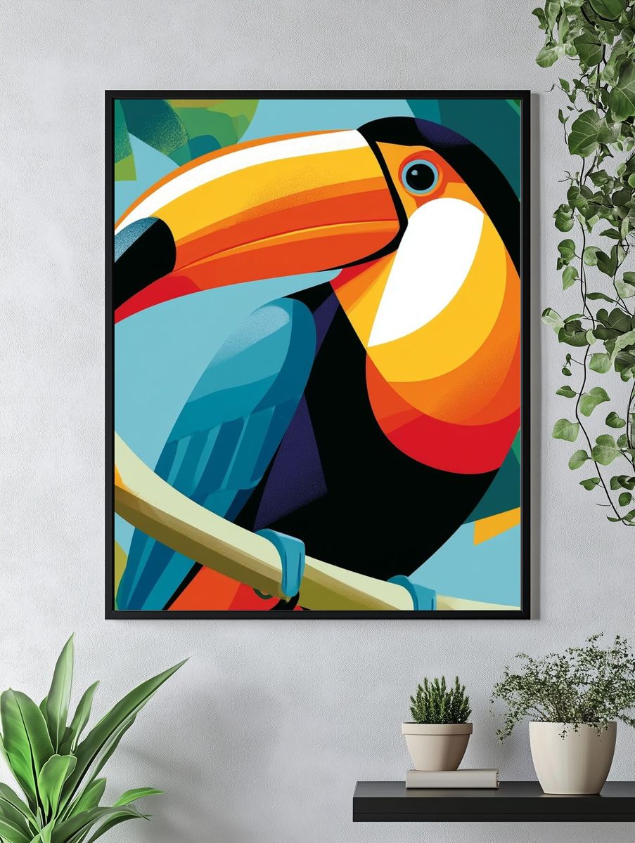 Toucan Colorful Illustration Poster. — room view 4