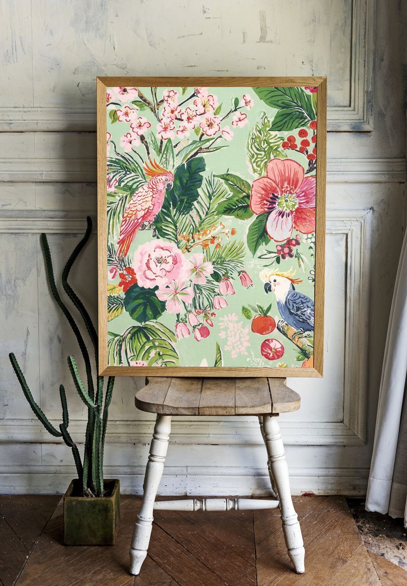 Tropical Floral and Bird Print Poster room preview