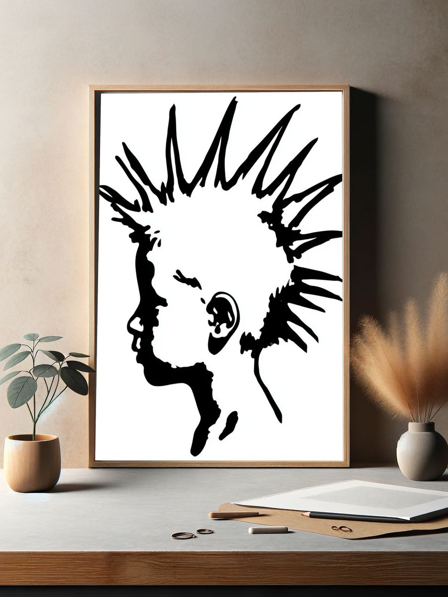 Punk Mohawk Profile Typography Print. — room view 2