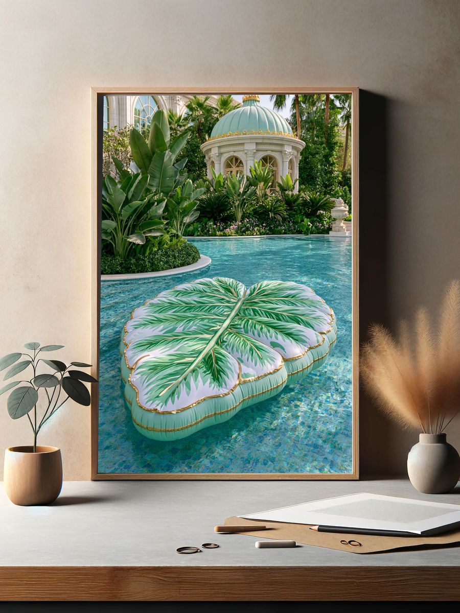 Tropical Poolside Pavilion Photography Poster. — room view 2