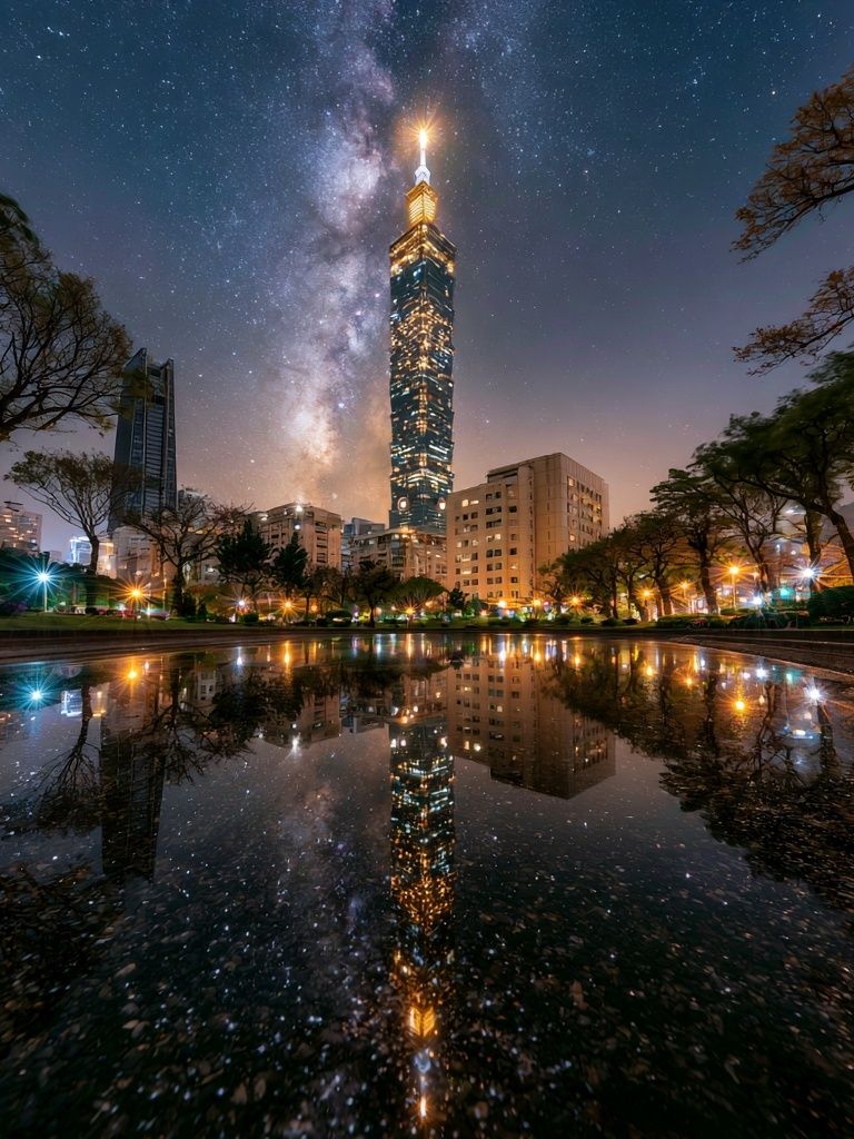 Taipei 101 Night Skyline Poster. poster detail