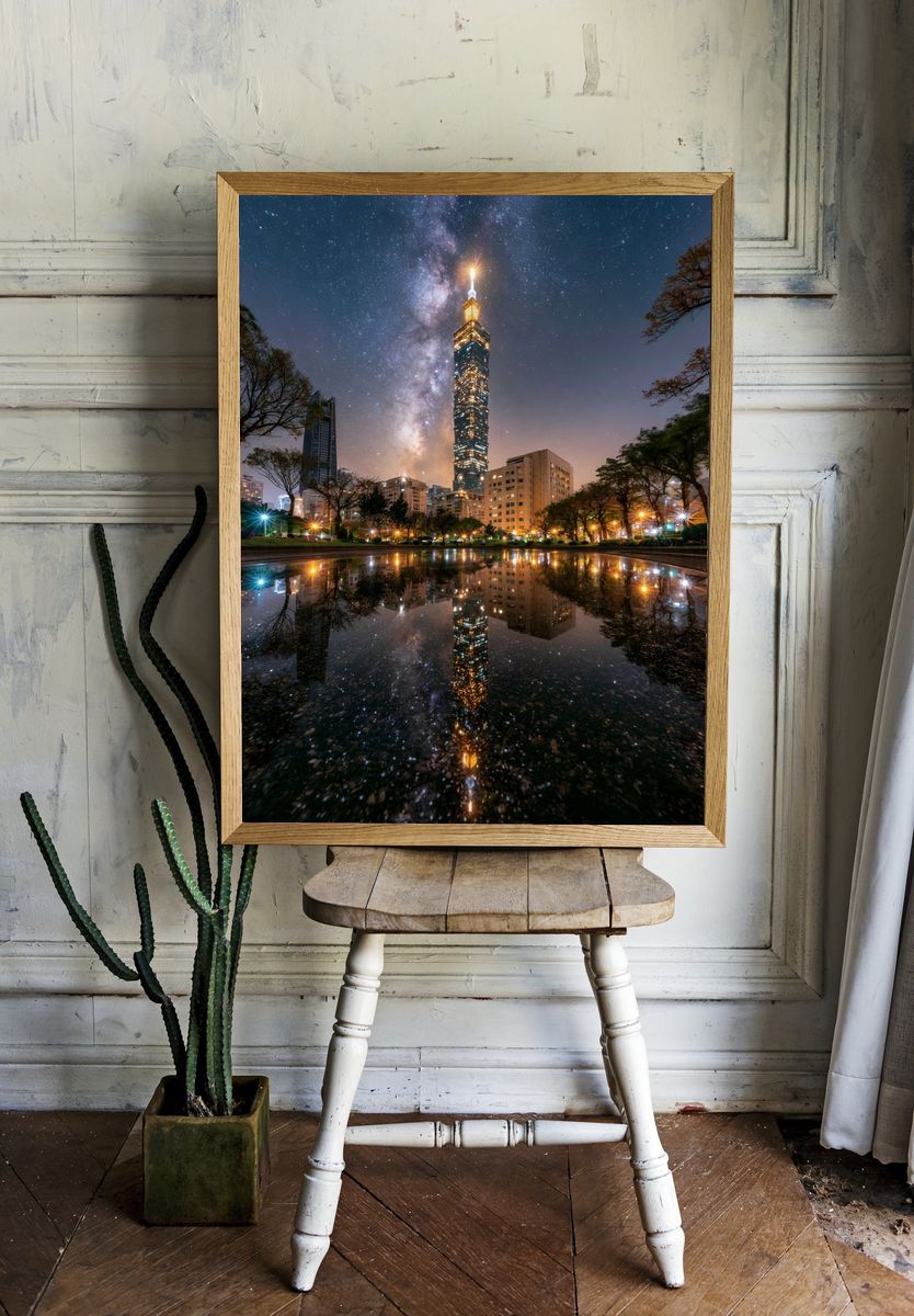 Taipei 101 Night Skyline Poster. — room view 1