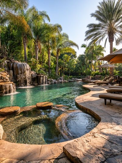 Tropical Pool Oasis Photography Poster.