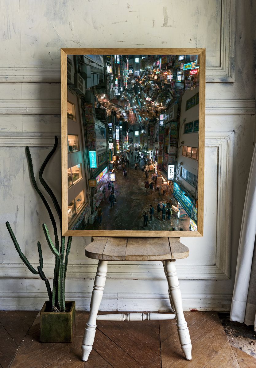Tokyo Neon Alley Photography Poster. — room view 1