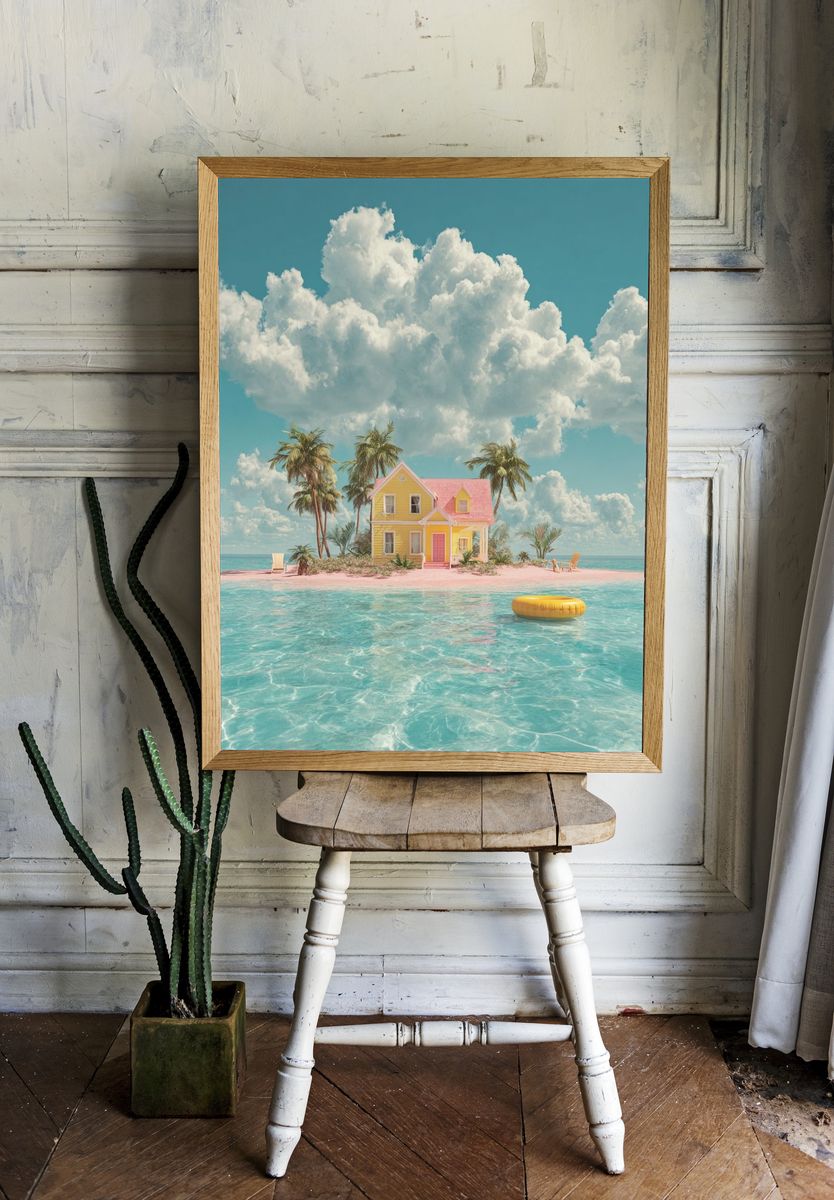 Tropical Paradise House — Illustration Print room preview