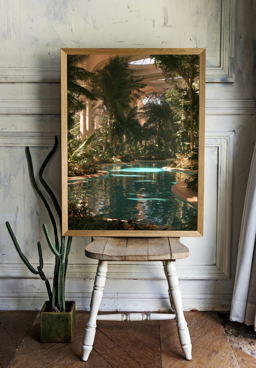 Tropical Indoor Pool Photography Poster. room preview