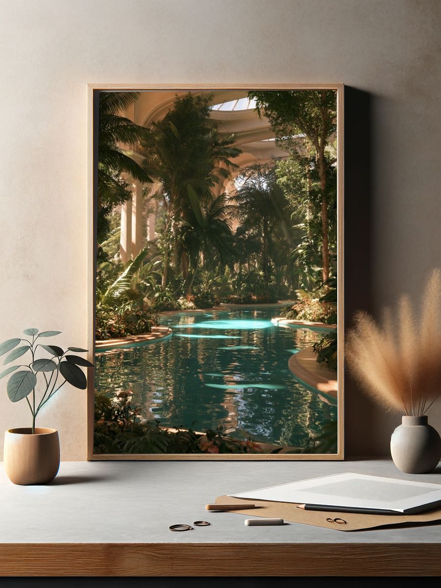 Tropical Indoor Pool Photography Poster. — room view 2