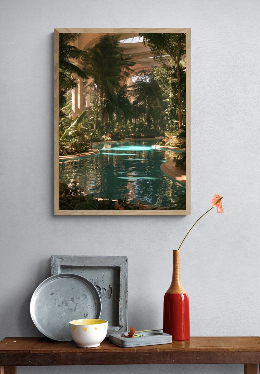 Tropical Indoor Pool Photography Poster. — room view 3